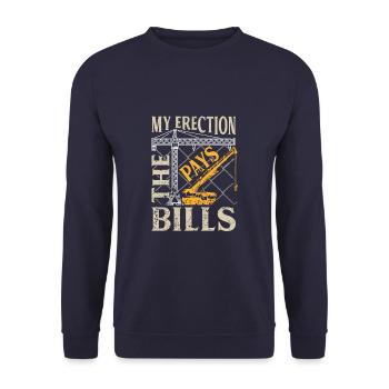 My Errection Pays The Bills Funny Crane Operator - Unisex Pullover - Navy - Vorne - Alina (178cm) & Michal (187cm)
