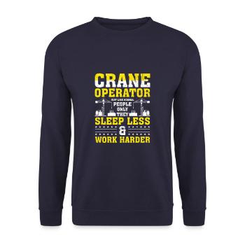Crane Operator Work Harder Funny Heavy Equipment - Unisex Pullover - Navy - Vorne - Alina (178cm) & Michal (187cm)