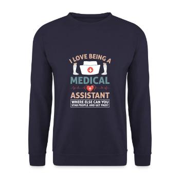 I Love Being A Medical Assistant Funny Nurse - Unisex Pullover - Navy - Vorne - Alina (178cm) & Michal (187cm)
