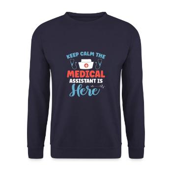 Keep Calm The Medical Assistant Is Here Clinical - Unisex Sweatshirt - navy - Front - Alina (178cm) & Michal (187cm)