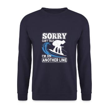 Sorry Can't Talk I'm On Another Line Wakeboarding - Unisex Sweatshirt - navy - Front - Alina (178cm) & Michal (187cm)
