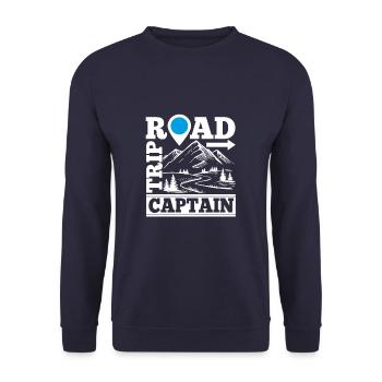 Road Trip Captain Funny Traveling Vacation - Unisex Sweatshirt - navy - Front - Alina (178cm) & Michal (187cm)