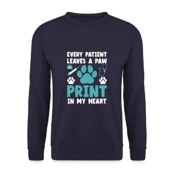 Veterinary Assistant Every Patient Leaves A Paw - Unisex Pullover - Navy - Vorne - Alina (178cm) & Michal (187cm)