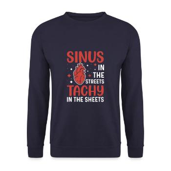Sinus in the Streets Tachy In The Sheets - Unisex Pullover - Navy - Vorne - Alina (178cm) & Michal (187cm)