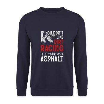 Funny Dirt Track Racing Pun Race Car Asphalt - Unisex Pullover - Navy - Vorne - Alina (178cm) & Michal (187cm)