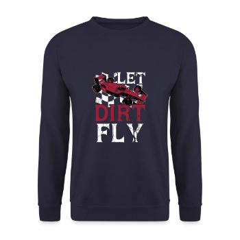 Let Dirt Fly Funny Dirt Track Racing - Unisex Sweatshirt - navy - Front - Alina (178cm) & Michal (187cm)