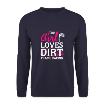 This Girl Loves Dirt Track Racing - Unisex Sweatshirt - navy - Front - Alina (178cm) & Michal (187cm)