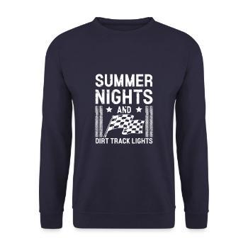 Summer Nights And Dirt Track Lights Track Racing - Unisex Pullover - Navy - Vorne - Alina (178cm) & Michal (187cm)