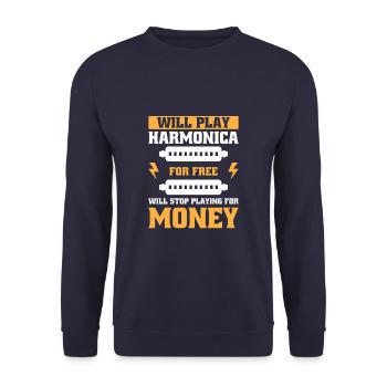 Funny Harmonica Saying Harmonica Player - Unisex Pullover - Navy - Vorne - Alina (178cm) & Michal (187cm)