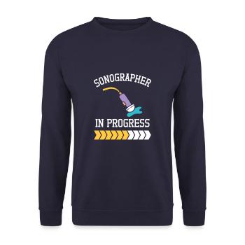 Sonographer In Progress Sonography Ultrasound Tech - Unisex Pullover - Navy - Vorne - Alina (178cm) & Michal (187cm)