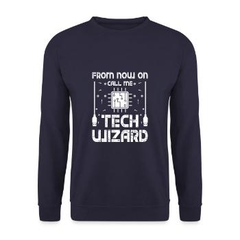 Call Me Tech Wizard Funny IT Support Computer - Sweat-shirt Unisexe - marine - Devant - Alina (178cm) & Michal (187cm)