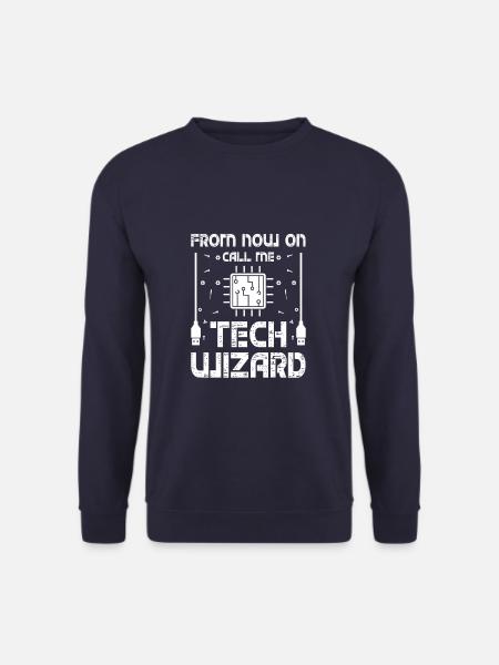 Call Me Tech Wizard Funny IT Support Computer - Unisex Sweatshirt - navy