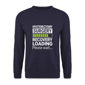 Hysterectomy Surgery Recovery Loading Uterus - Unisex Sweatshirt - navy - Front - Alina (178cm) & Michal (187cm)