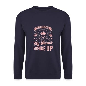 My Uterus And I Broke Up Hysterectomy Uterus - Unisex Pullover - Navy - Vorne - Alina (178cm) & Michal (187cm)