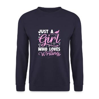 Juste une fille qui aime écrire Auteur drôle Écrivain - Sweat-shirt Unisexe - marine - Devant - Alina (178cm) & Michal (187cm)