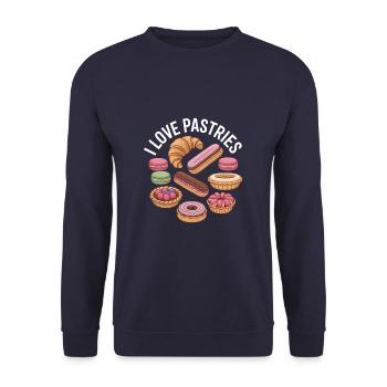 I Love Pastries Delightful Bakery Treats for - Unisex Sweatshirt - navy - Front - Alina (178cm) & Michal (187cm)