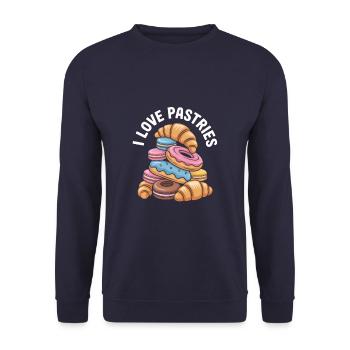 Ich liebe Gebäck Köstliche Süße Leckereien Kunst - Unisex Pullover - Navy - Vorne - Alina (178cm) & Michal (187cm)