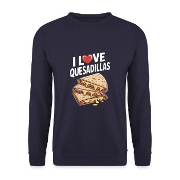 Ich liebe Quesadillas Stapel mit geschmolzenem Käse - Unisex Pullover - Navy - Vorne - Alina (178cm) & Michal (187cm)