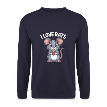 J’aime les rats Graphique de dessin animé mignon pour les amoureux des rats - Sweat-shirt Unisexe - marine - Devant - Alina (178cm) & Michal (187cm)