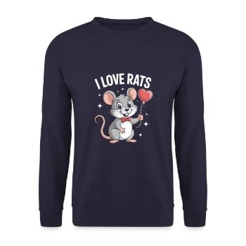 Adorable Rat Lover Cartoon Illustration with - Unisex Sweatshirt - navy - Front - Alina (178cm) & Michal (187cm)