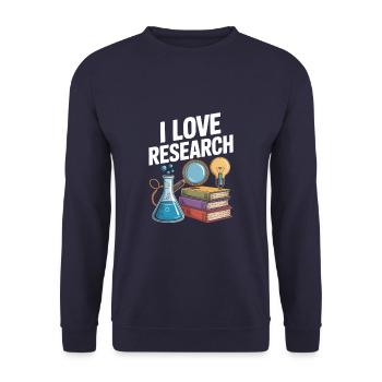 I Love Research Enthusiast - Unisex Sweatshirt - navy - Front - Alina (178cm) & Michal (187cm)