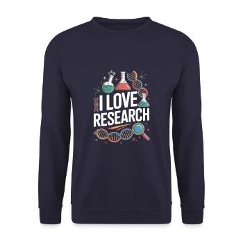 J’aime la recherche Science Passionné d’ADN Design - Sweat-shirt Unisexe - marine - Devant - Alina (178cm) & Michal (187cm)