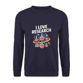 I Love Research Science Enthusiast Chemistry - Unisex Sweatshirt - navy - Front - Alina (178cm) & Michal (187cm)