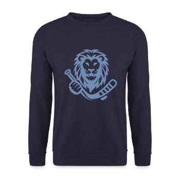 Löwe Wildkatze Eishockey Silhouette Minimalist - Unisex Pullover - Navy - Vorne - Alina (178cm) & Michal (187cm)