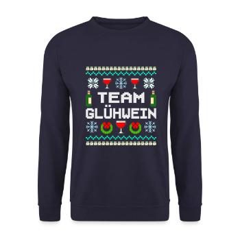 Team-Glühwein Ugly Christmas - Unisex Pullover - Navy - Vorne - Alina (178cm) & Michal (187cm)