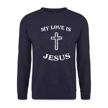 Religion Christianisme Jésus-Christ Croix Dicton - Sweat-shirt Unisexe - marine - Devant - Alina (178cm) & Michal (187cm)