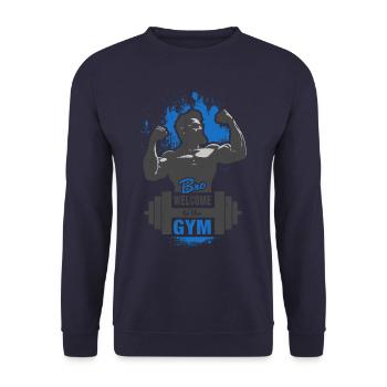Bro, Welcome To The Gym - hell - Unisex Sweatshirt - navy - Front - Alina (178cm) & Michal (187cm)