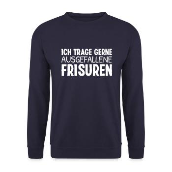 Glatze Ausgefallene Frisur Glatzen Glatzkopf - Unisex Pullover - Navy - Vorne - Alina (178cm) & Michal (187cm)
