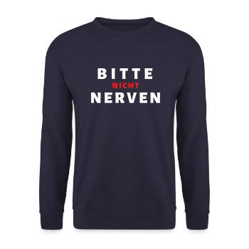 BITTE NICHT NERVEN !!! - Unisex Pullover - Navy - Vorne - Alina (178cm) & Michal (187cm)