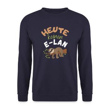 HEUTE KEIN ELAN! LUSTIGES FAULTIER MOTIV - Unisex Pullover - Navy - Vorne - Alina (178cm) & Michal (187cm)