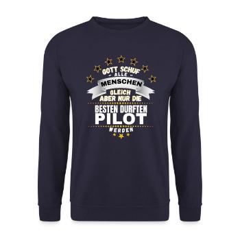 NUR DIE BESTEN DURFTEN PILOT WERDEN PILOTEN SPRUCH - Unisex Pullover - Navy - Vorne - Alina (178cm) & Michal (187cm)