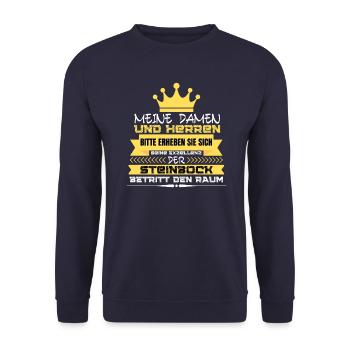DIE EXZELLENZ DER STEINBOCK BETRITT DEN RAUM! - Unisex Pullover - Navy - Vorne - Alina (178cm) & Michal (187cm)