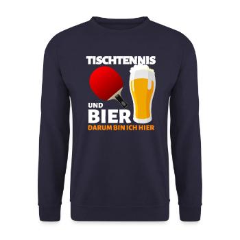 TISCHTENNIS UND BIER DARUM BIN ICH HIER! - Unisex Pullover - Navy - Vorne - Alina (178cm) & Michal (187cm)