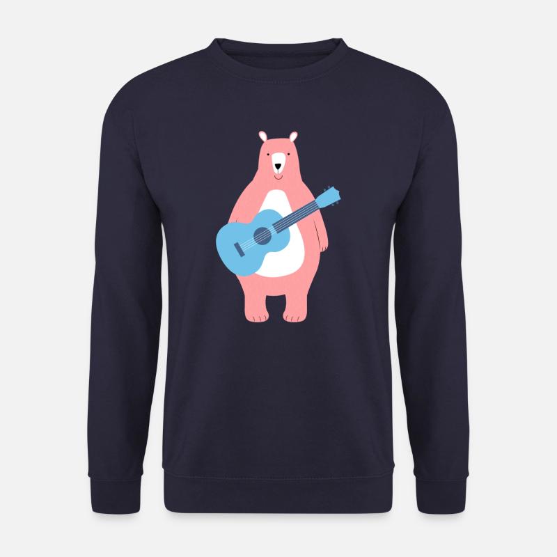 ROSA BÄR MIT BLAUER GITARRE - WITZIGES BÄREN MUSIK - Unisex Pullover - Navy