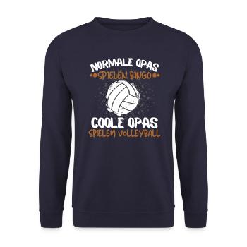 COOLE OPAS SPIELEN VOLLEYBALL - RENTNER VOLLEYBALL - Unisex Pullover - Navy - Vorne - Alina (178cm) & Michal (187cm)