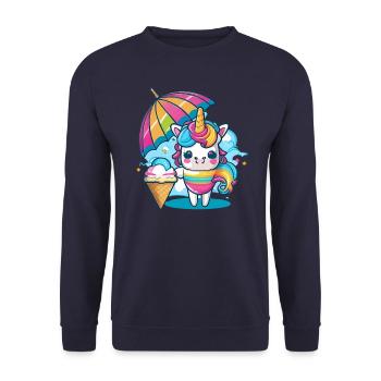 Unicorn Fantasy - Unisex Sweatshirt - navy - Front - Alina (178cm) & Michal (187cm)