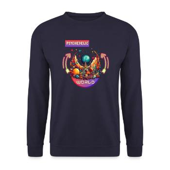 Psychedelic World Trance Rave Techno Dance - Unisex Sweatshirt - navy - Front - Alina (178cm) & Michal (187cm)