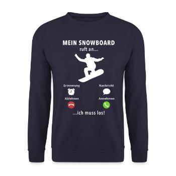 Mein Snowboard ruft an - ich muss los - Spruch - Unisex Pullover - Navy - Vorne - Alina (178cm) & Michal (187cm)