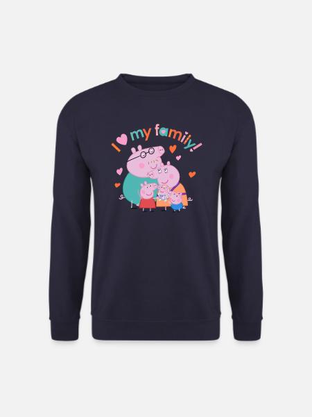 Peppa Pig Met Familie En Tekst Ik Hou Van Familie - Uniseks sweater - navy