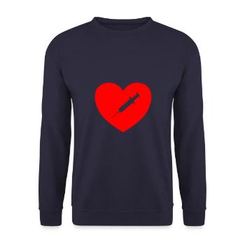 Syringe with heart for eg nurse - Unisex Sweatshirt - navy - Front - Alina (178cm) & Michal (187cm)