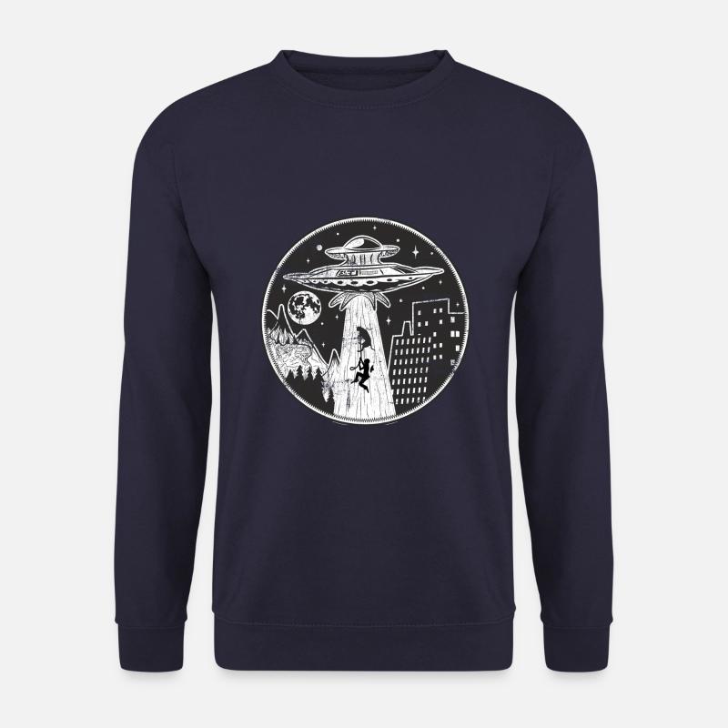 Alien UFO entführen einen Hund und Besitzer Logo - Unisex Pullover - Navy