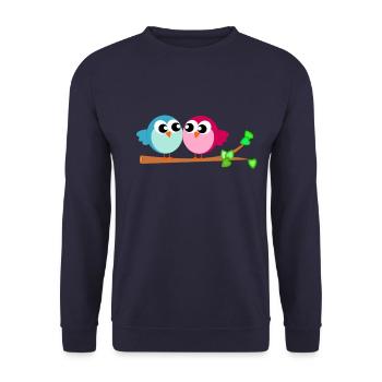 Kleine Vögel - Unisex Pullover - Navy - Vorne - Alina (178cm) & Michal (187cm)