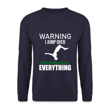 Stuntman I do my all own Stunts Fun Design Gift - Unisex Sweatshirt - navy - Front - Alina (178cm) & Michal (187cm)