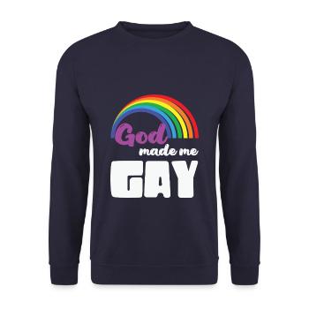 LBGT Flag Gay Pride Dieu humain m’a fait gay - Sweat-shirt Unisexe - marine - Devant - Alina (178cm) & Michal (187cm)
