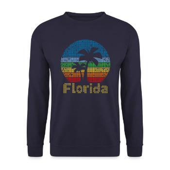 8bit Retro Florida Urlaub - Unisex Pullover - Navy - Vorne - Alina (178cm) & Michal (187cm)