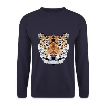 Tiger im Triangulation Design für Kunstliebhaber - Unisex Pullover - Navy - Vorne - Alina (178cm) & Michal (187cm)